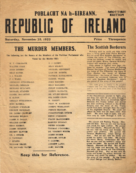 1922, Poblacht Na h-Eireann. Republic of Ireland newspaper and An tOglach at Whyte's Auctions