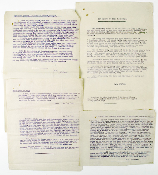 1922 Civil War. Four statements regarding behaviour of Free State troops. at Whyte's Auctions