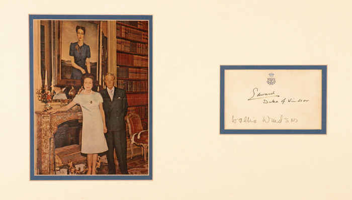 The Duke and Duchess of Windsor, autograph signatures. at Whyte's Auctions