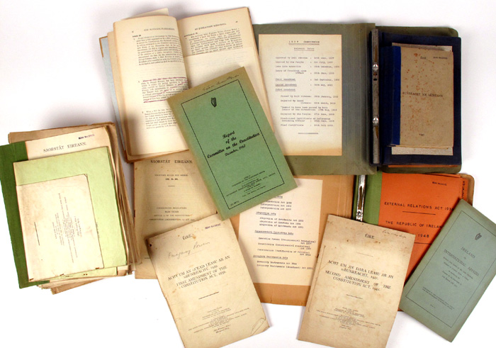 Sen MacBride's copies of draft bills and other parliamentary papers including 1937 Constitution. at Whyte's Auctions