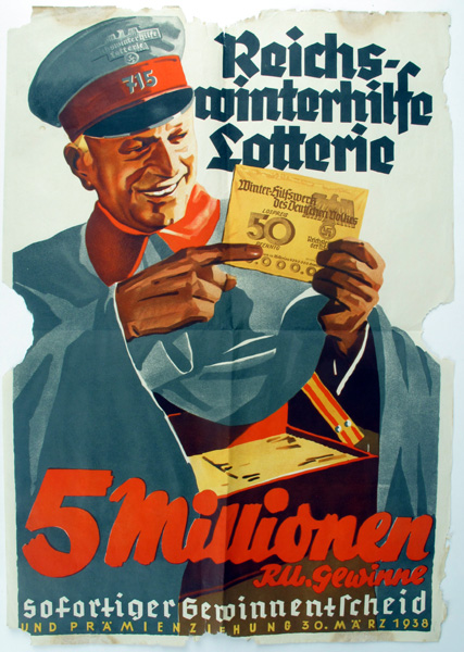 1938 Germany, Reichswinterhilfe Lotterie poster at Whyte's Auctions