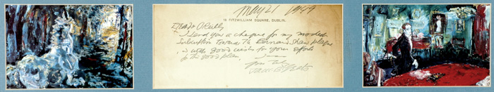 21 May 1949 Jack B Yeats autograph letter at Whyte's Auctions