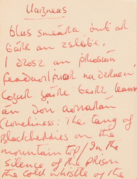 Brendan Behan, hand written poem. at Whyte's Auctions