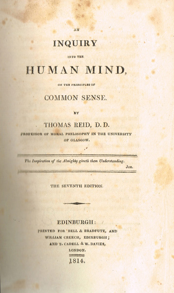Reid, Thomas., An Inquiry into the Human Mind: at Whyte's Auctions