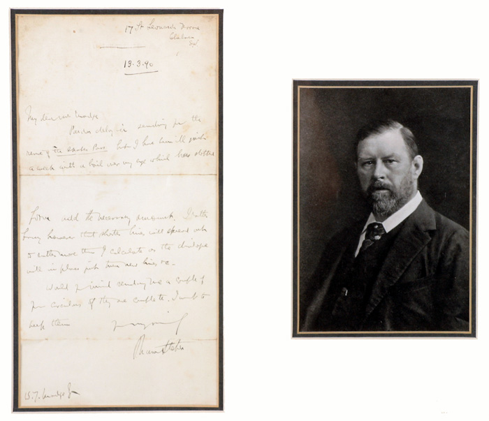 13th March 1890 Bram Stoker - creator of Dracula - autograph letter at Whyte's Auctions