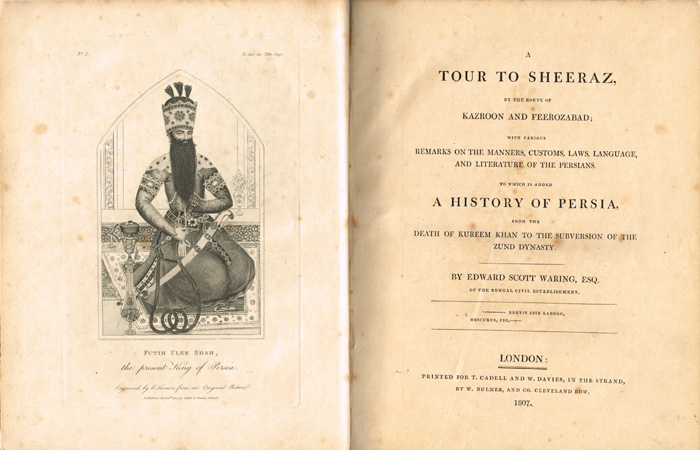 Waring, Edward Scott. A Tour to Sheeraz, by the route of Kazroon and Feerozabad ; at Whyte's Auctions