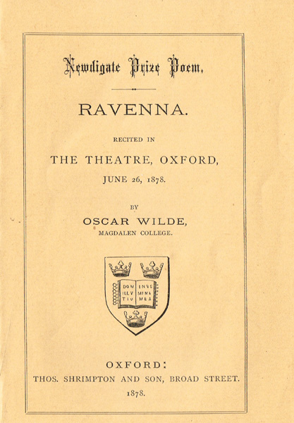 Wilde, Oscar. Ravenna. at Whyte's Auctions