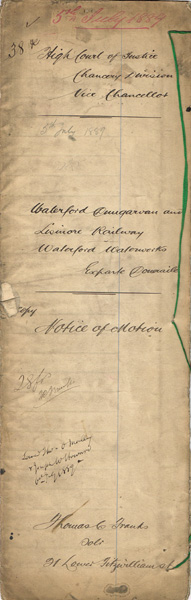 1873-1916. Collection of legal documents relating to The Waterford & Dungarvan Railway and Lord Doneraile. at Whyte's Auctions
