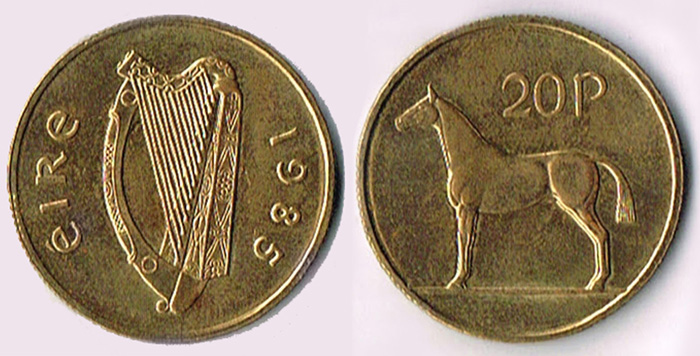 Twenty pence, 1985. The rare trial piece. at Whyte's Auctions