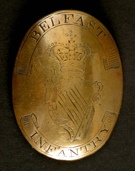 Circa 1800. Belfast Infantry cross belt plate. at Whyte's Auctions