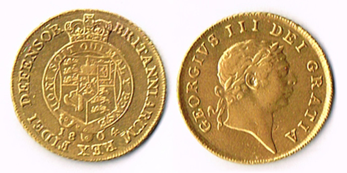 George III, one third gold guinea, 1804. at Whyte's Auctions