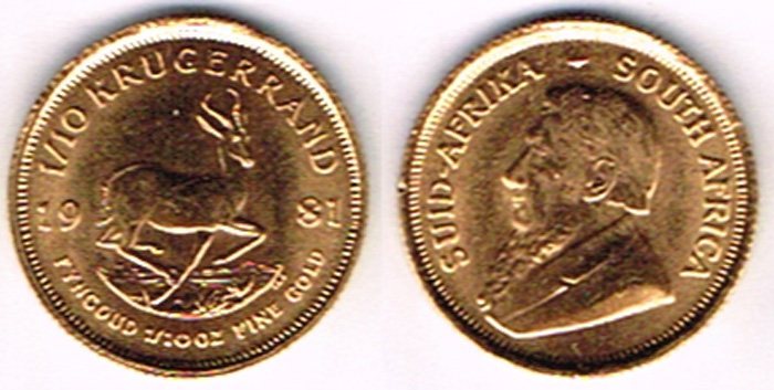 South Africa. One tenth gold Krugerrand 1981, also some Irish and British coins. at Whyte's Auctions