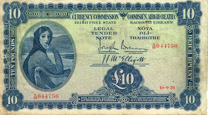 Currency Commission 'Lady Lavery' Ten Pounds, 10-9-28, and others. at Whyte's Auctions