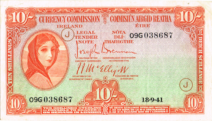 Currency Commission 'Lady Lavery' War Code Ten Shillings, 18-9-41. at Whyte's Auctions