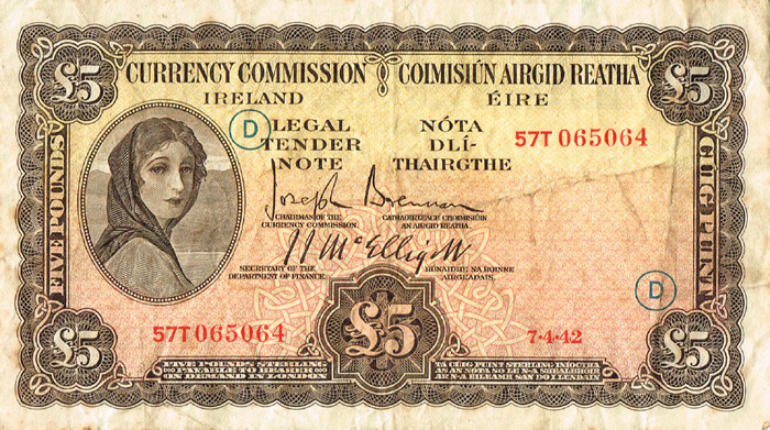 Central Bank 'Lady Lavery' Ten Pounds, Five Pounds, One Pound and Ten Shillings collection. at Whyte's Auctions