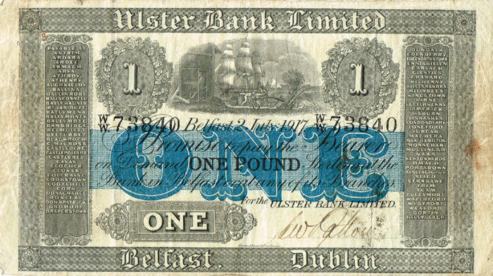 Ulster Bank Belfast One Pound 2-July-1917. at Whyte's Auctions