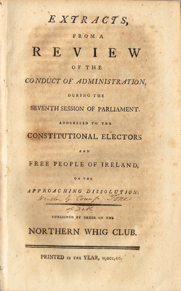 Tone, Theobald Wolfe. Extracts from a Review of the Conduct of Administration at Whyte's Auctions