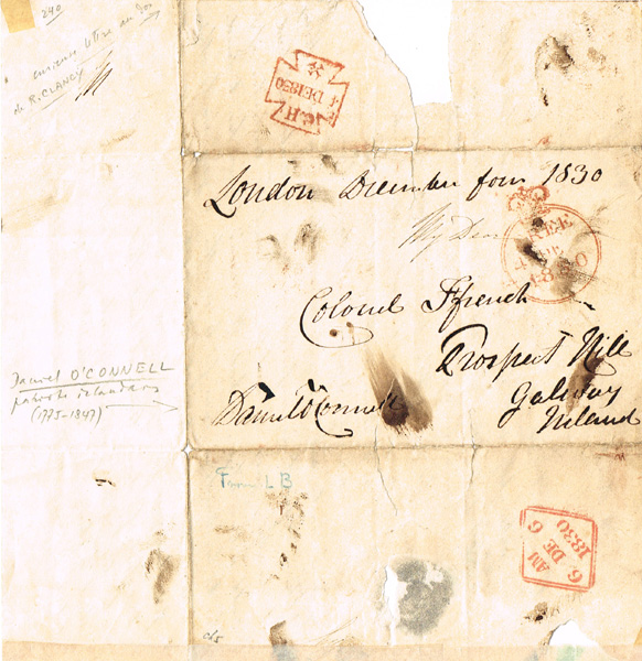 1830 (4th December) Daniel O'Connell Free Post letter at Whyte's Auctions