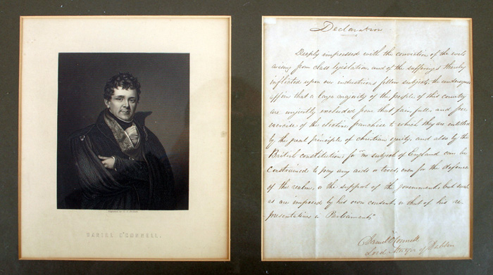 Circa 1841 Daniel O'Connell signed Declaration. at Whyte's Auctions