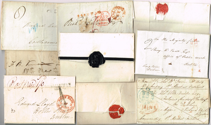 1830-1845 collection of letters and wrappers with Irish postal markings. at Whyte's Auctions