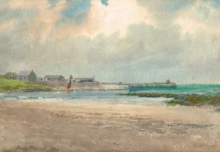 COASTAL SCENE WITH PIER IN BACKGROUND, 1903 by William Percy French (1854-1920) at Whyte's Auctions