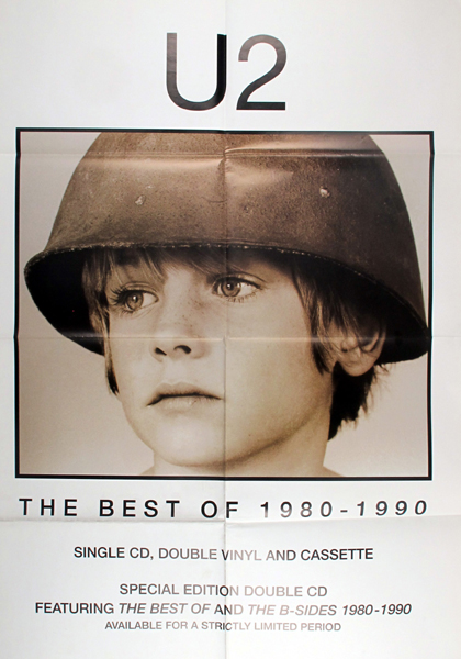 U2, The best of U2, 1980-1990". Promotional poster for the 1998 release of the greatest hits album." at Whyte's Auctions