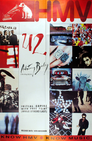 U2, The Fly" & "Achtung Baby". Promotional posters for the 1991 release of the single & album." at Whyte's Auctions