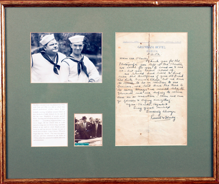 Laurel and Hardy in Ireland, signed handwritten letter. at Whyte's Auctions