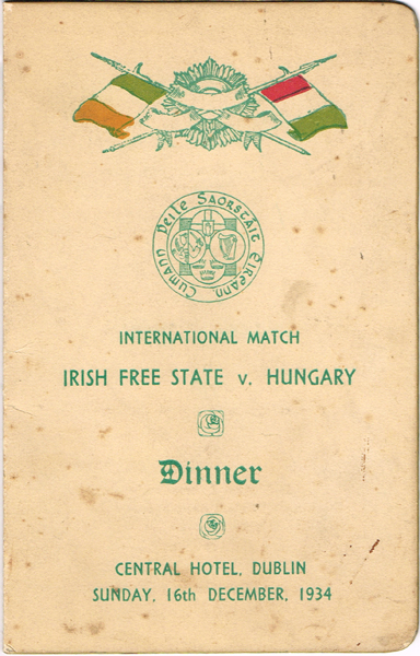 Football, official welcome dinner menus, 1930s at Whyte's Auctions