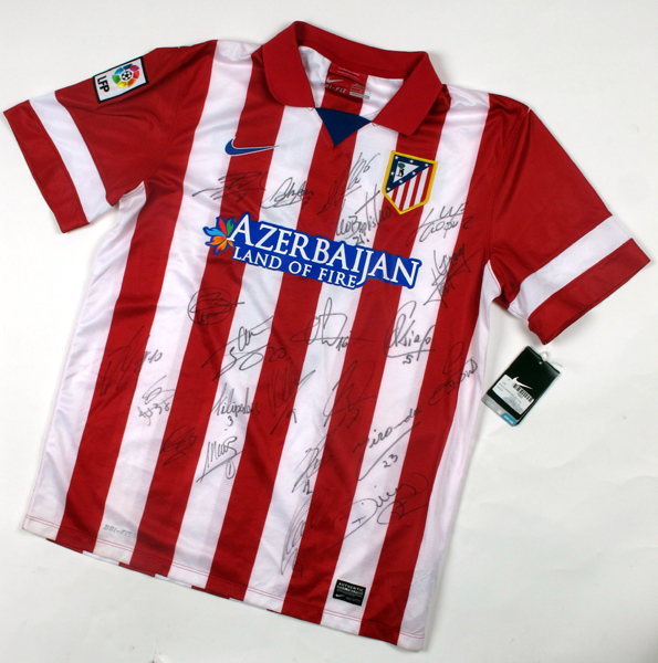 Football, Atletico Madrid, 2013/14, signed home jersey. at Whyte's Auctions