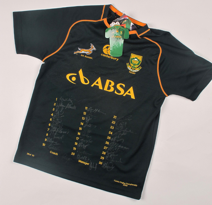 Rugby, South Africa, 2013, signed home jersey. at Whyte's Auctions