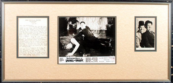 Laurel and Hardy. Signed photograph and hand written letter. at Whyte's Auctions