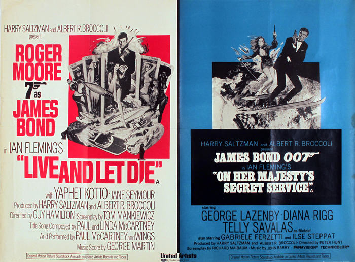 Live and Let Die and On Her Majesty's Secret Service, Double Bill British Quad poster. at Whyte's Auctions