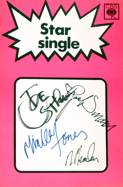 The Clash, signed record shop card at Whyte's Auctions