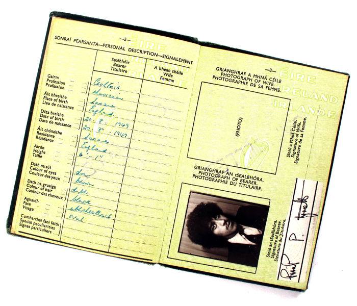Thin Lizzy. Phil Lynott's passport. at Whyte's Auctions