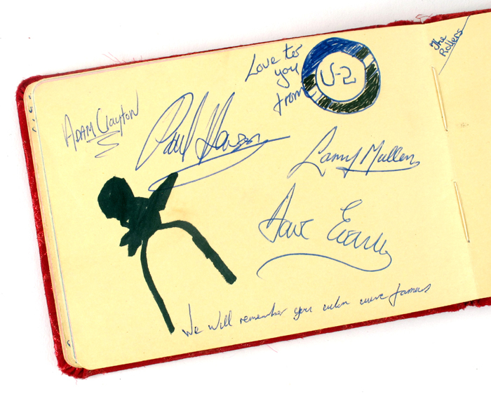 U2, Circa 1978 school autographs. at Whyte's Auctions