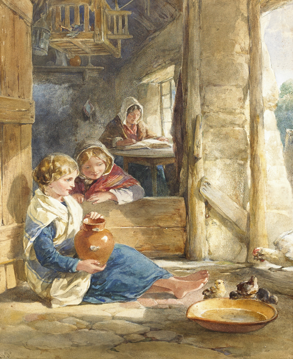 INTERIOR OF AN IRISH COTTAGE, 1852 by Francis William Topham RA OWS (1808-1877) at Whyte's Auctions