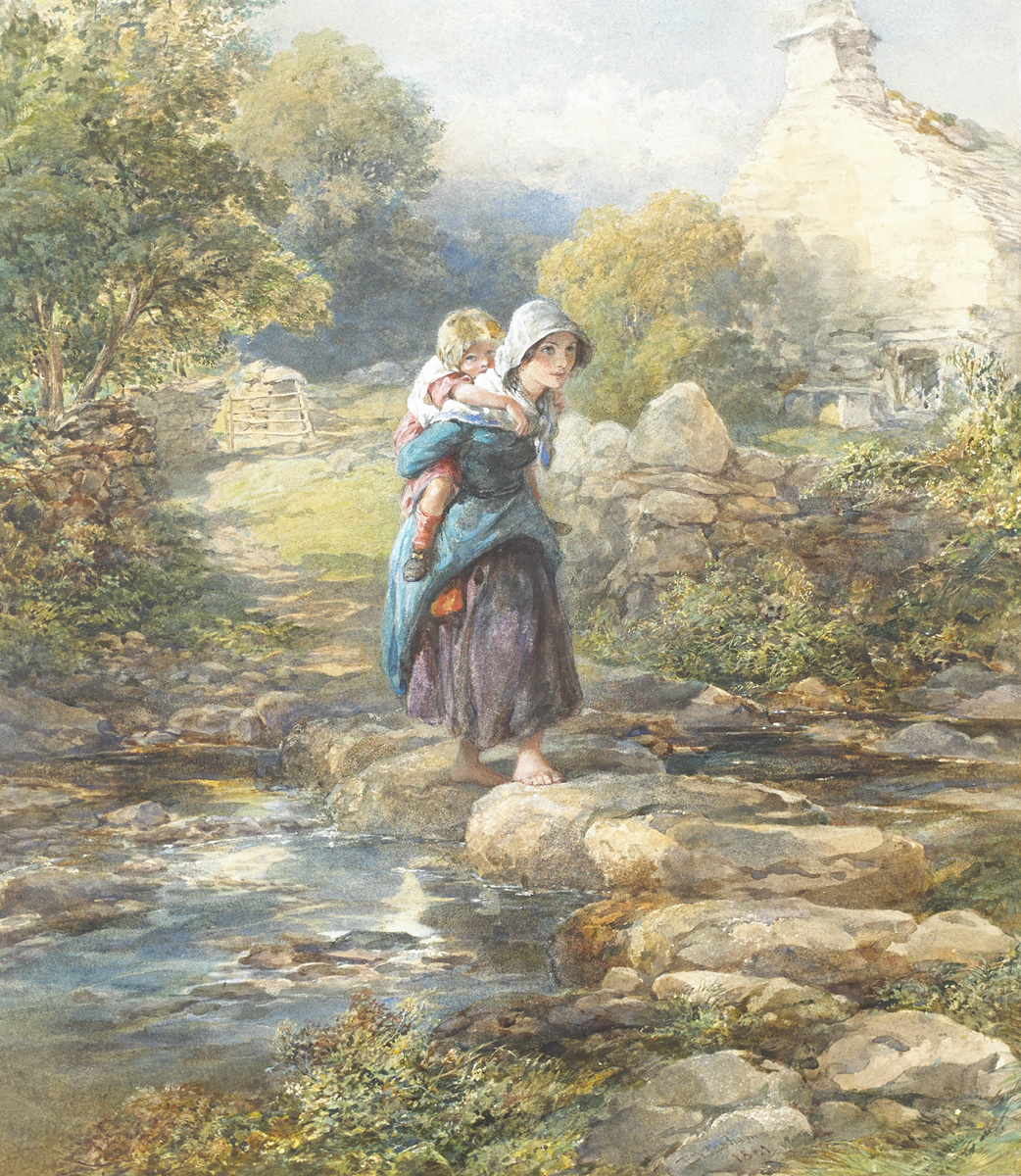 THE STEPPING STONES, 1861 by Francis William Topham RA OWS (1808-1877) at Whyte's Auctions