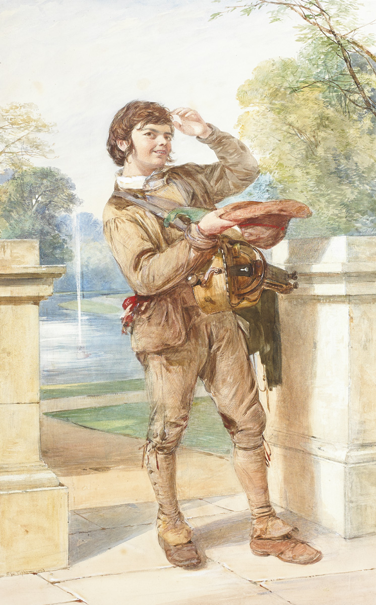 THE HURDY GURDY BOY, 1836 by Francis William Topham RA OWS (1808-1877) at Whyte's Auctions
