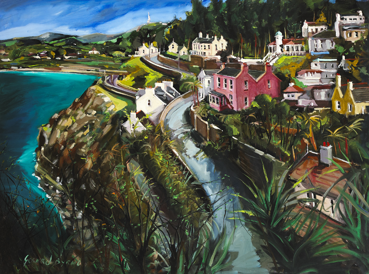 THE VICO ROAD, DALKEY, LOOKING TOWARDS THE OBELISK ON KILLINEY HILL by Gerard Byrne sold for 3,200 at Whyte's Auctions