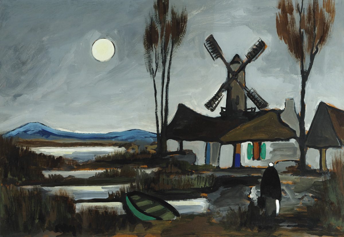 NOCTURNAL LANDSCAPE WITH WINDMILL by Markey Robinson (1918-1999) at Whyte's Auctions