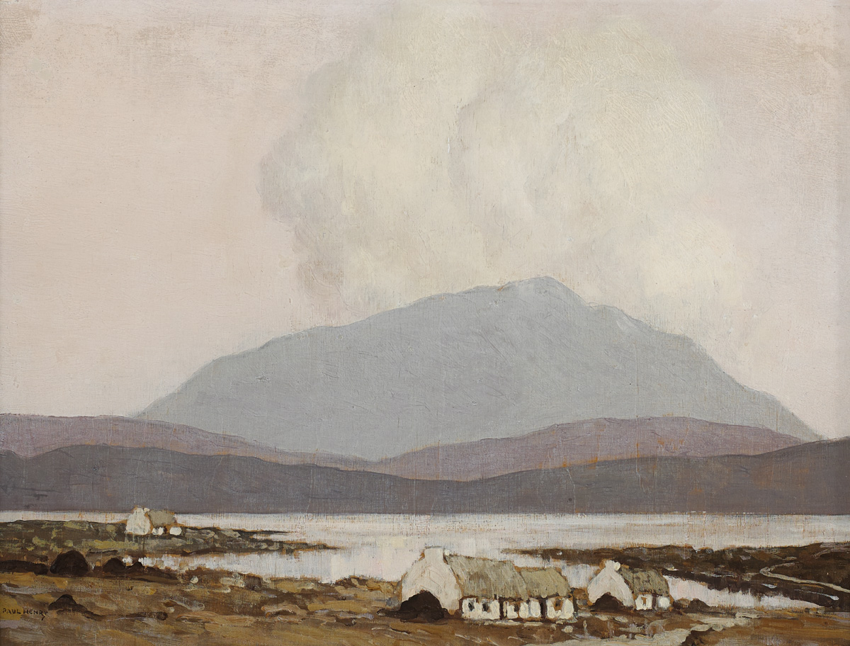 CABINS BY A LOUGH: WEST OF IRELAND, c.1934-1939 by Paul Henry sold for 54,000 at Whyte's Auctions