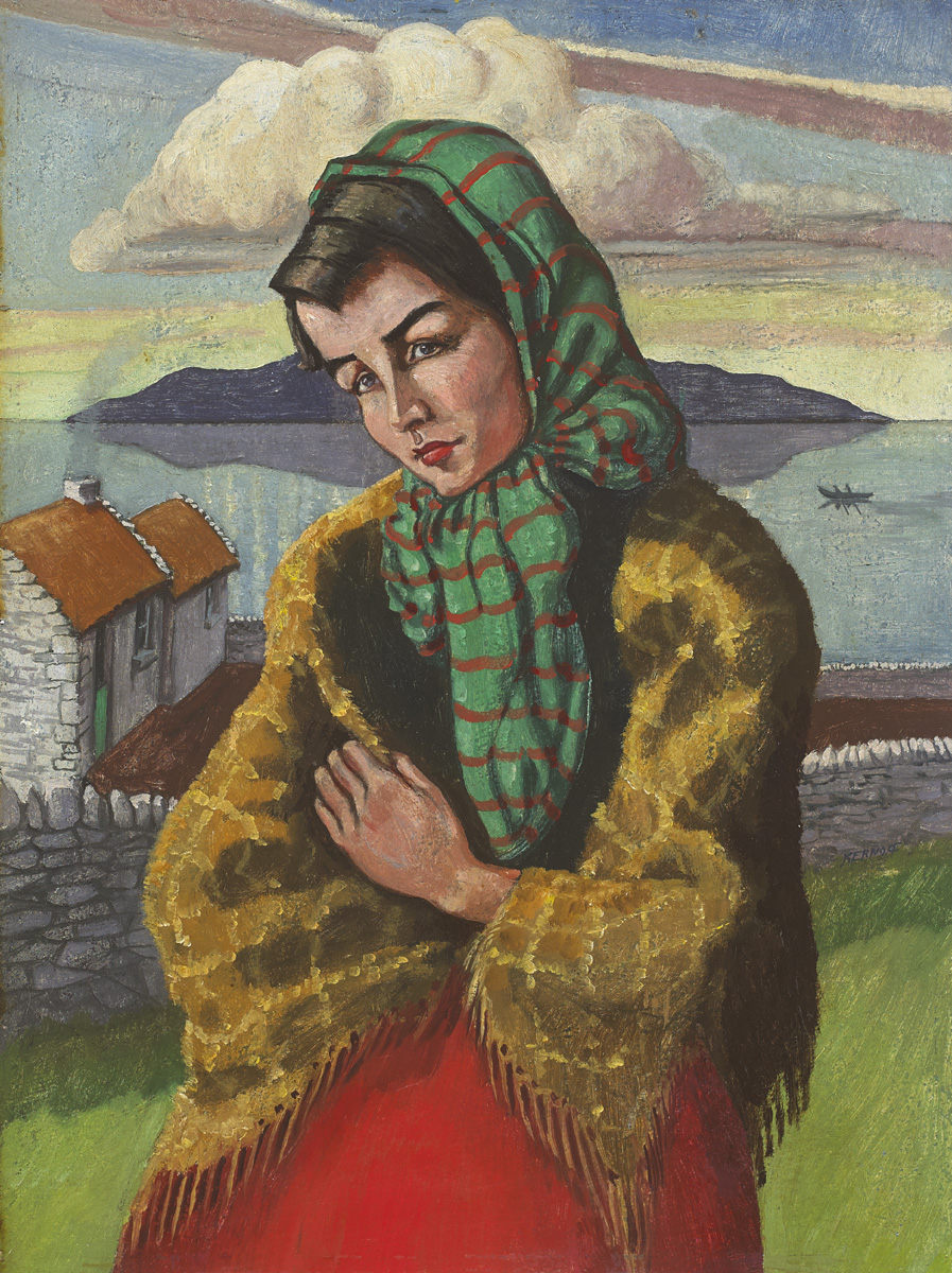 WESTERN COLLEEN, CONNEMARA, 1954 by Harry Kernoff sold for �8,800 at Whyte's Auctions