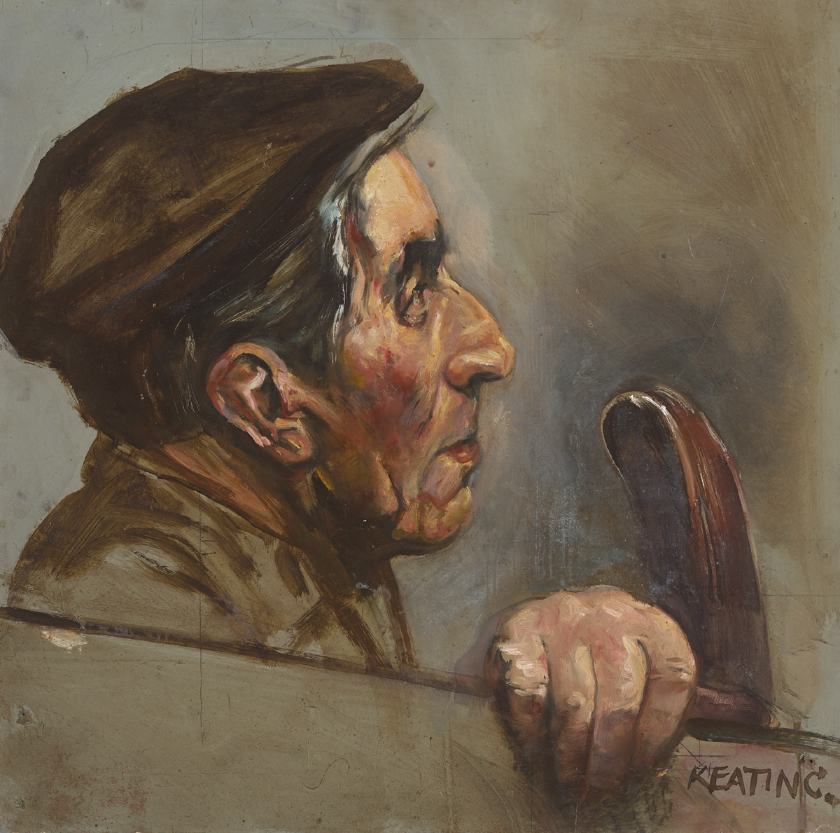 A STUDY OF DUSTMAN REILLY FOR THE KEY MEN, c.1958-1960 by Sen Keating PPRHA HRA HRSA (1889-1977) at Whyte's Auctions