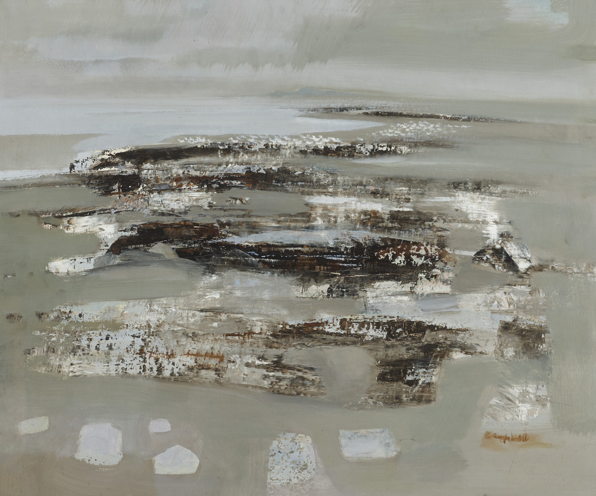 SEA BIRDS, ROCKY COAST, c.1974 by George Campbell RHA (1917-1979) at Whyte's Auctions