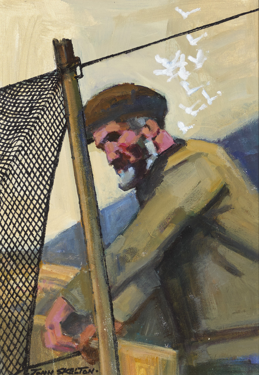 OLD DONEGAL NETMINDER, DUNGLOE, 2003 by John Skelton (1923-2009) at Whyte's Auctions