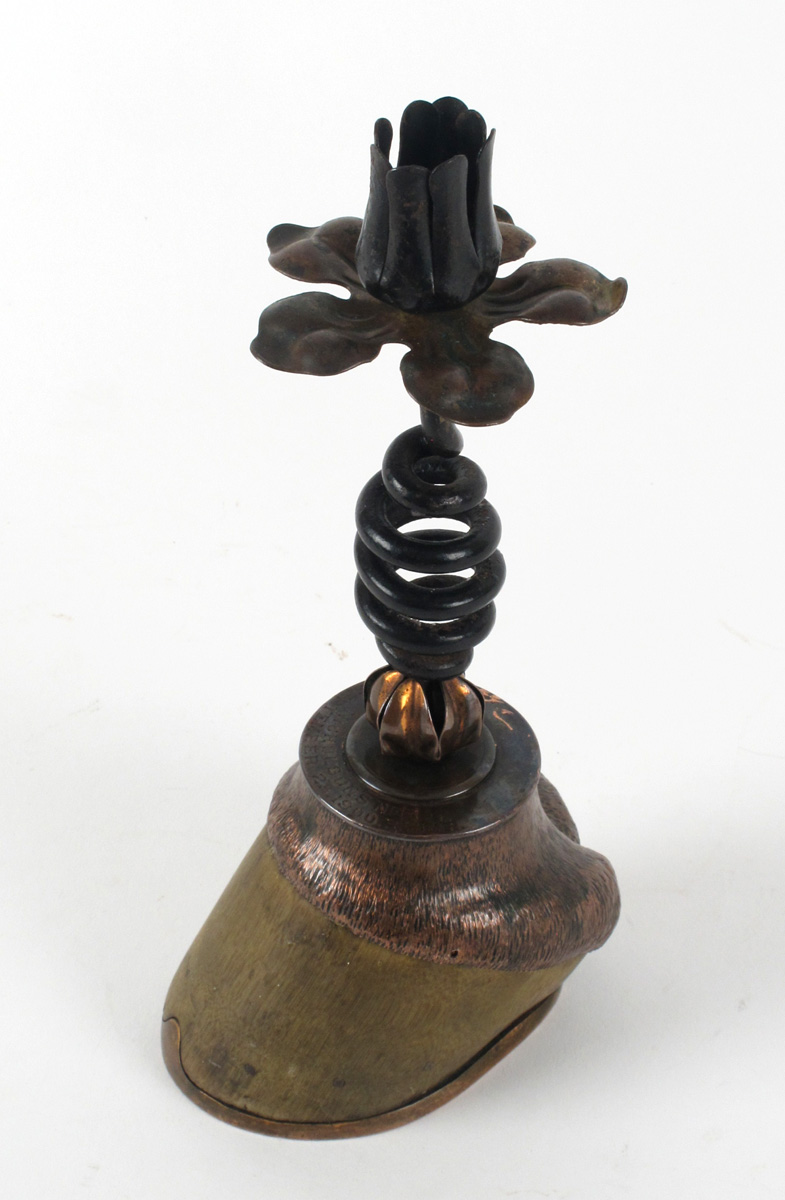 1900 Boer War, Nicholson's Nek, commemorative horse's hoof candlestick. at Whyte's Auctions