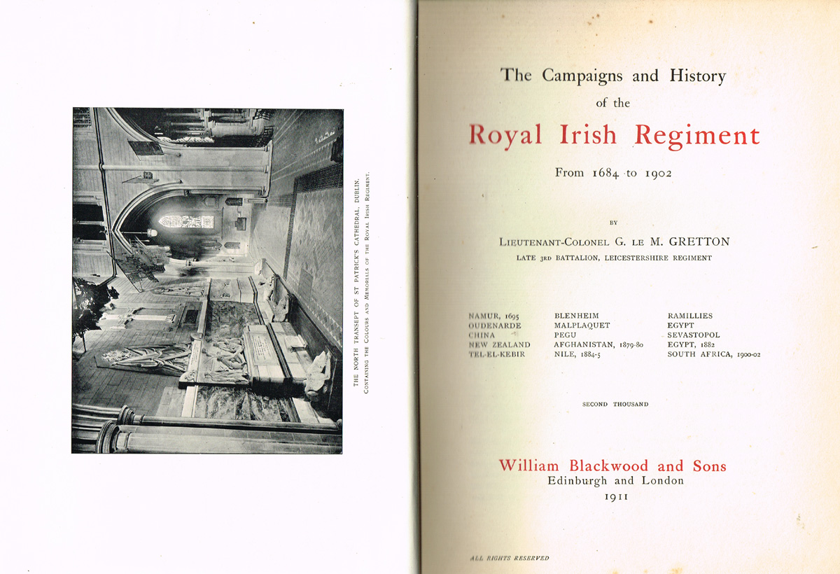 Gretton, Lt. Col. G. le M. Campaigns and History of the Royal Irish Regiment at Whyte's Auctions