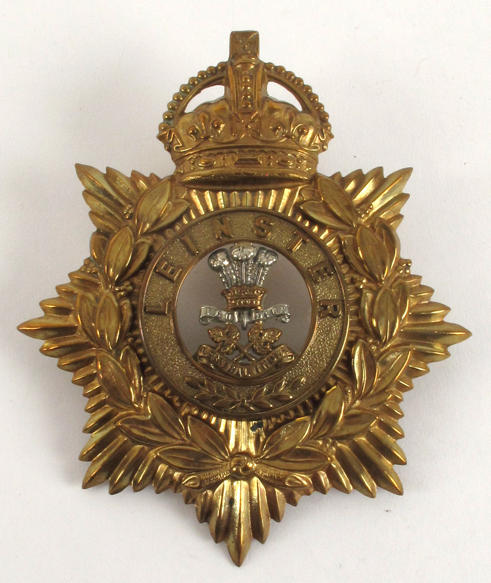 Edward VII Leinster Regiment blue cloth helmet plate. <R> at Whyte's Auctions