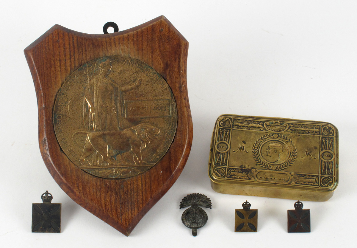 A WWI bronze memorial plaque to Rev. Patrick Looby, Killed in Action 1917, Passchendale. at Whyte's Auctions